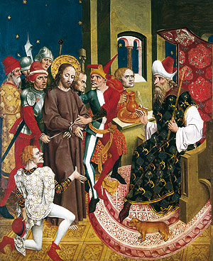 Bild: Bayerisch, Rottenbucher Altar: Christus vor Pilatus, um 1480/90