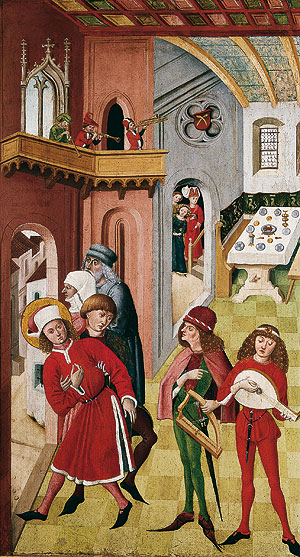 Bild: Gabriel Mälesskircher, Veitsaltar: Versuchungen des hl. Veit, 1476